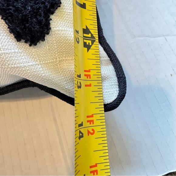 Cream Red Black Ikat Embroidered Throw Pillow Boho Home Decor 13x19 - Picture 9 of 9